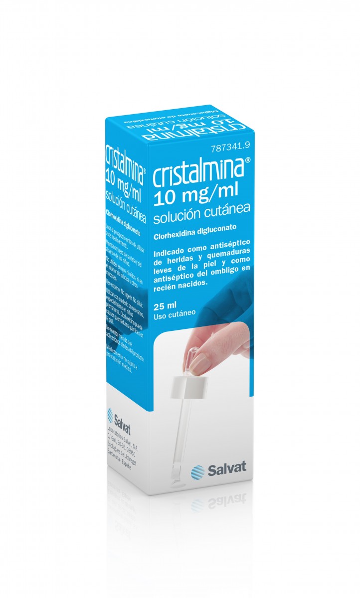 CRISTALMINA 10 mg/ml SOLUCION CUTANEA, 30 frascos de 125 ml fotografía del envase.