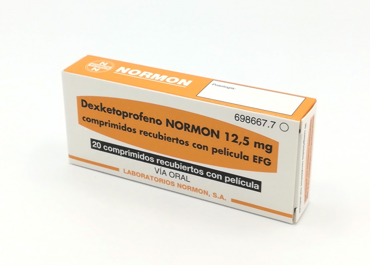 DEXKETOPROFENO NORMON 12,5 MG COMPRIMIDOS RECUBIERTOS CON PELICULA EFG , 40 comprimidos fotografía del envase.