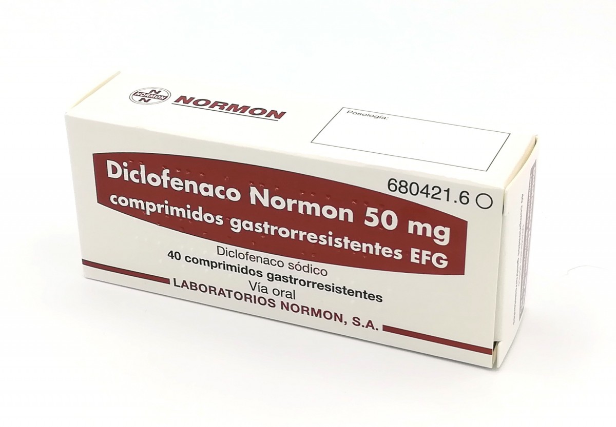 DICLOFENACO NORMON 50 mg COMPRIMIDOS GASTRORRESISTENTES  EFG , 500 comprimidos fotografía del envase.