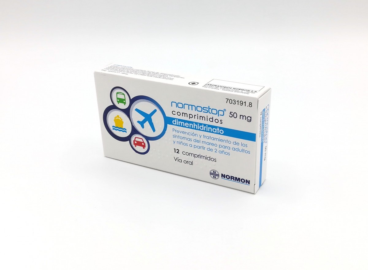 NORMOSTOP 50 MG COMPRIMIDOS , 4 comprimidos (Blister Al-Al (poliamida/Al/PVC-Al) fotografía del envase.