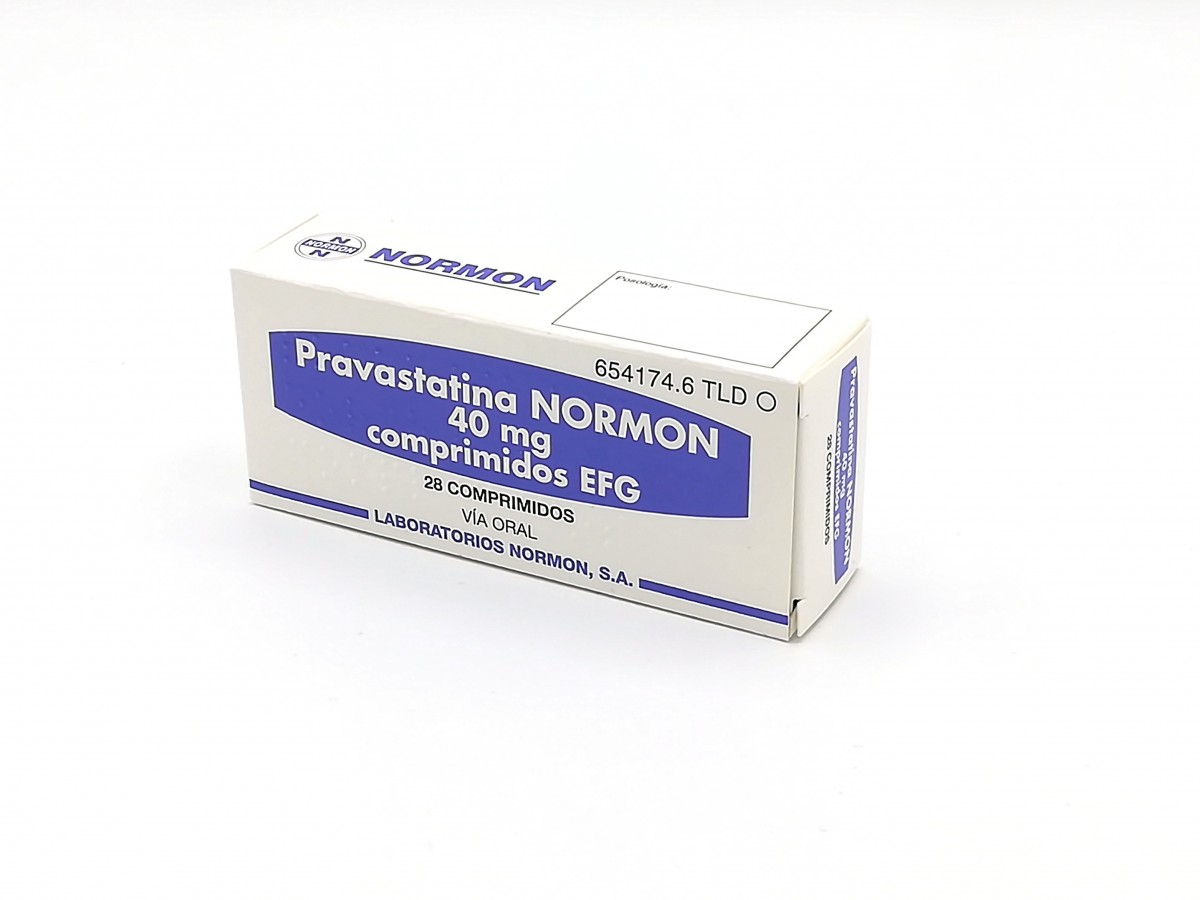 PRAVASTATINA NORMON 40 mg COMPRIMIDOS EFG, 280 comprimidos fotografía del envase.