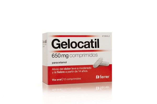 GELOCATIL 650 mg COMPRIMIDOS, 12 comprimidos fotografía del envase.