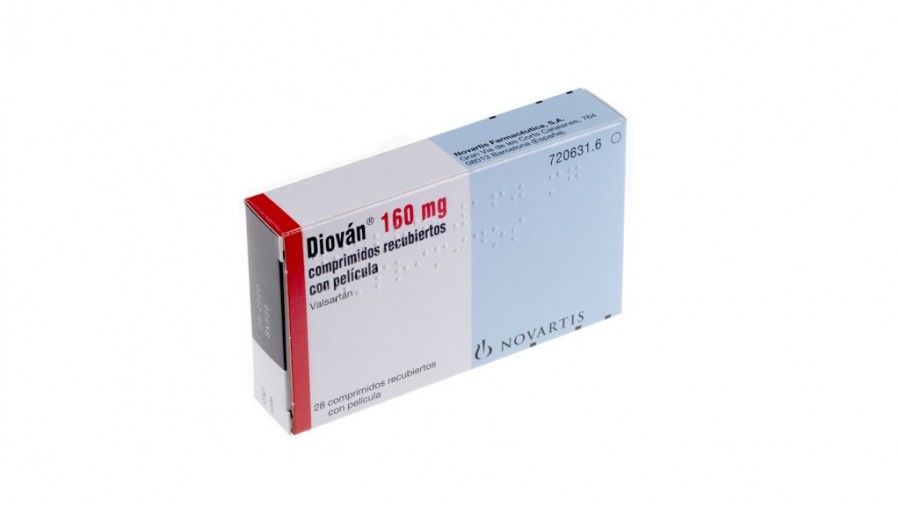DIOVAN 160 mg COMPRIMIDOS RECUBIERTOS CON PELICULA, 28 comprimidos (AL/PVC/PE/PVDC fotografía del envase.