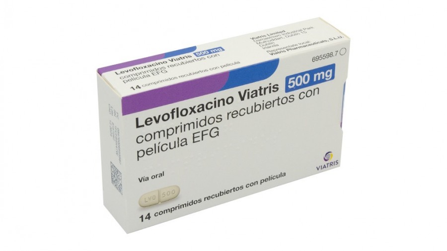 LEVOFLOXACINO VIATRIS 500 MG COMPRIMIDOS RECUBIERTOS CON PELICULA EFG, 14 comprimidos fotografía del envase.