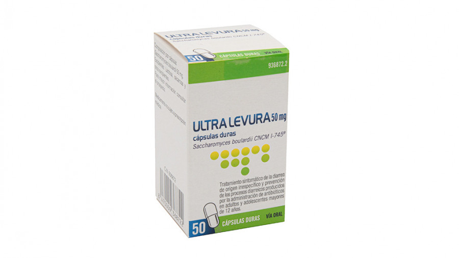 ULTRA-LEVURA 50 mg CAPSULAS DURAS , 20 cápsulas fotografía del envase.