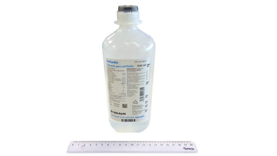 ISOFUNDIN SOLUCION PARA PERFUSION , 1 frasco de 250 ml (VIDRIO) fotografía de la forma farmacéutica.