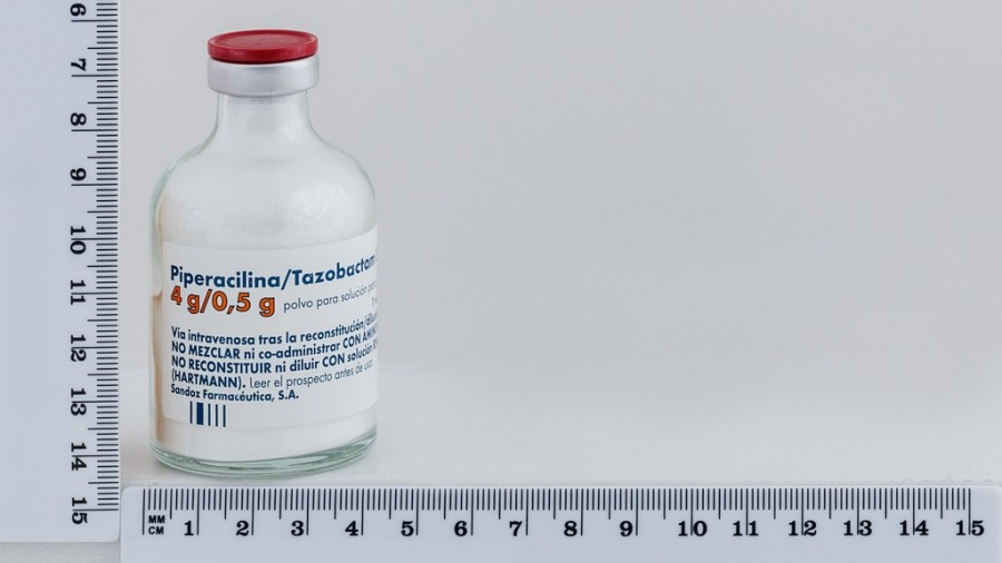 PIPERACILINA/TAZOBACTAM SANDOZ 4 G/0,5 G POLVO PARA SOLUCION PARA PERFUSION , 50 viales de 50 ml fotografía de la forma farmacéutica.