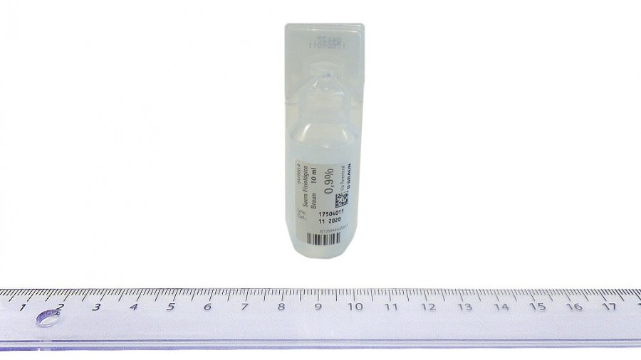 SUERO FISIOLOGICO BRAUN 0,9% disolvente para uso parenteral, 100 ampollas de 10 ml  (MPBassic) fotografía de la forma farmacéutica.