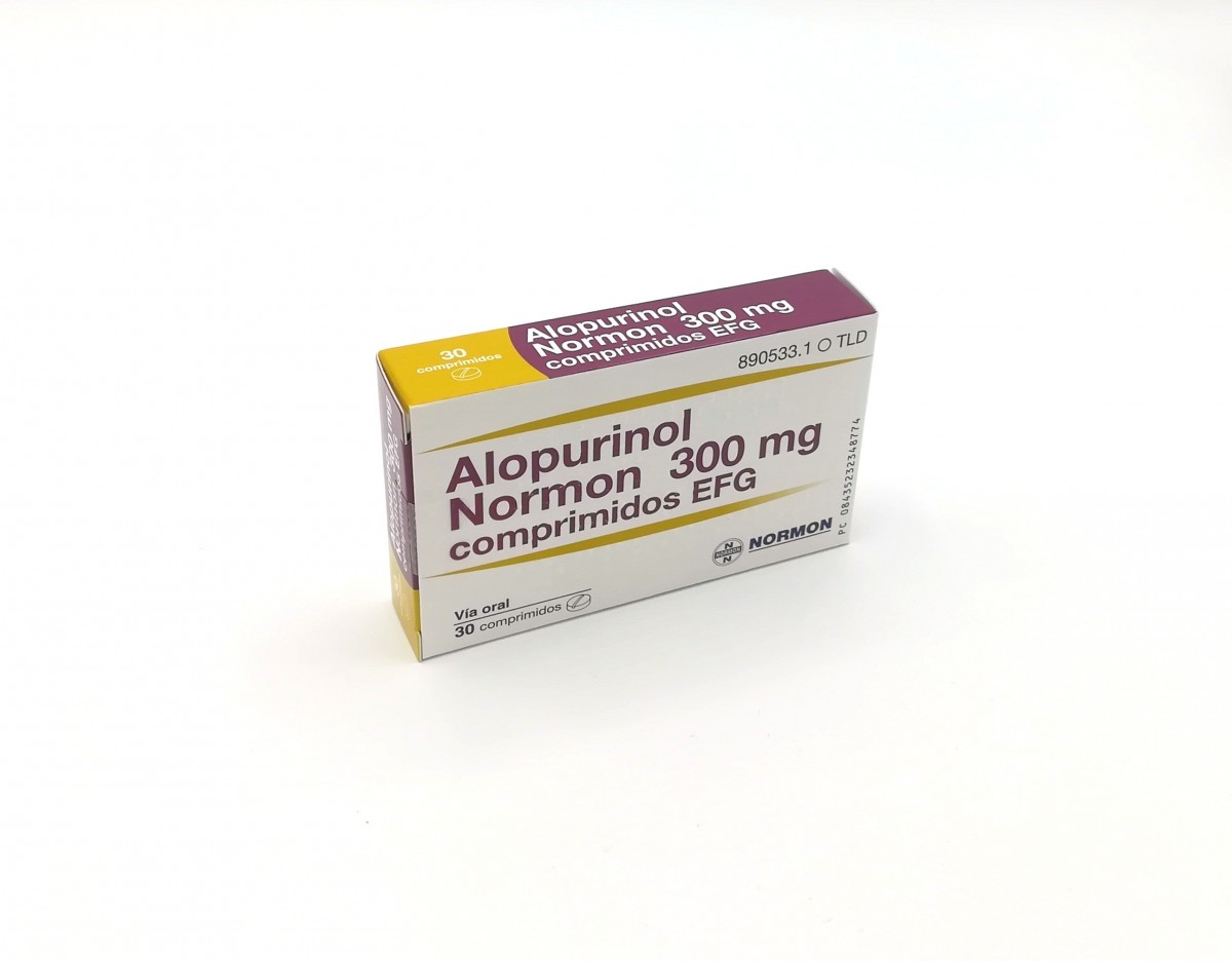 ALOPURINOL NORMON 300 mg COMPRIMIDOS EFG , 500 comprimidos fotografía del envase.