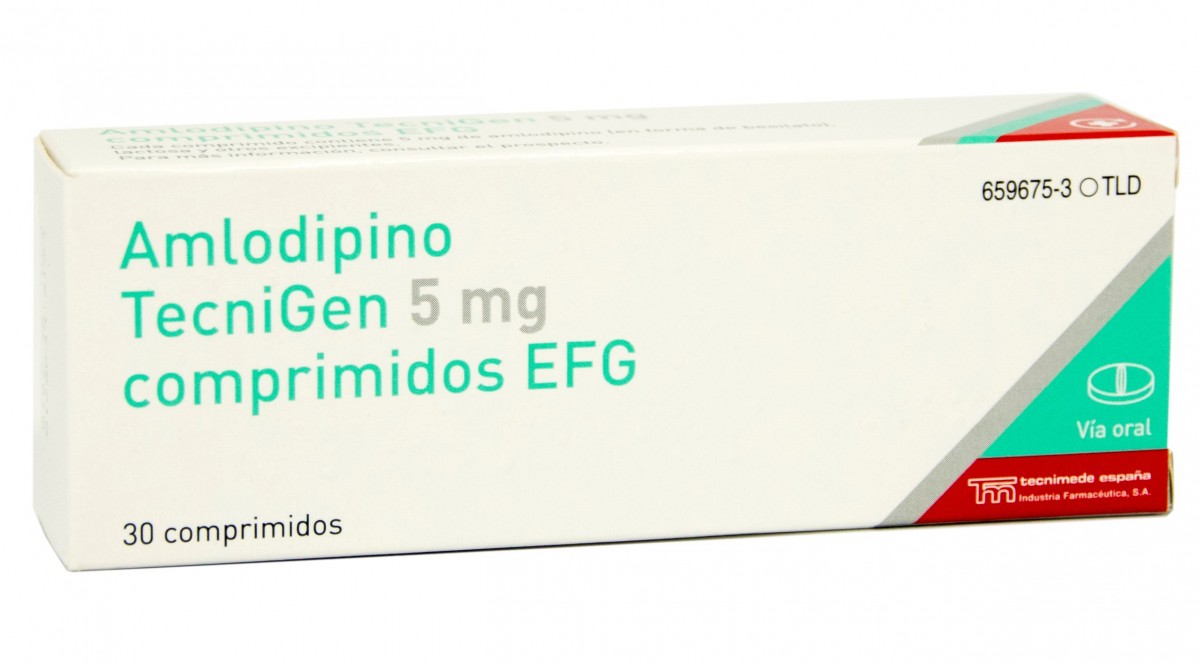 AMLODIPINO TECNIGEN 5 mg COMPRIMIDOS EFG , 30 comprimidos fotografía del envase.