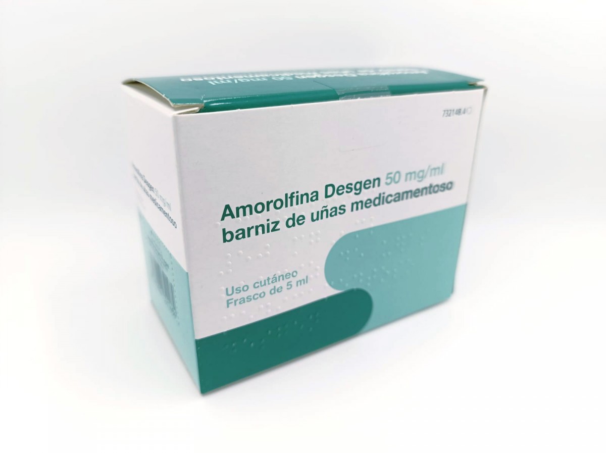 AMOROLFINA DESGEN 50 MG/ML BARNIZ DE UÑAS MEDICAMENTOSO, 1 frasco de 5 ml fotografía del envase.