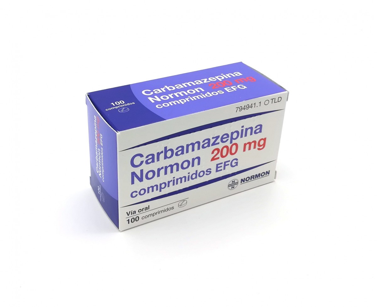 CARBAMAZEPINA NORMON 200 mg COMPRIMIDOS EFG , 100 comprimidos fotografía del envase.