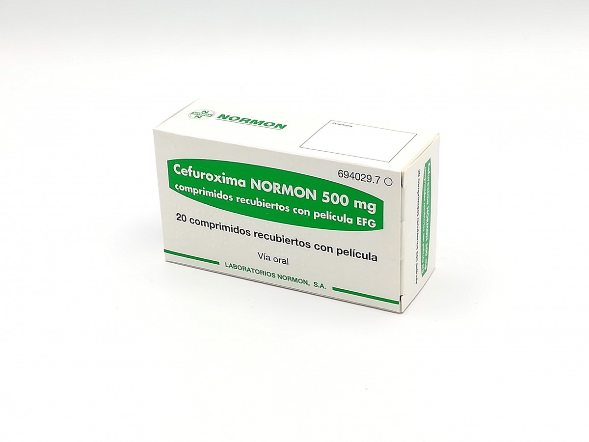 CEFUROXIMA NORMON 500 mg COMPRIMIDOS RECUBIERTOS CON PELICULA EFG , 15 comprimidos fotografía del envase.