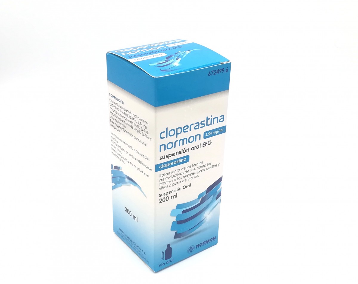 CLOPERASTINA NORMON 3,54 mg/ml SUSPENSION ORAL, 1 frasco de 120 ml fotografía del envase.