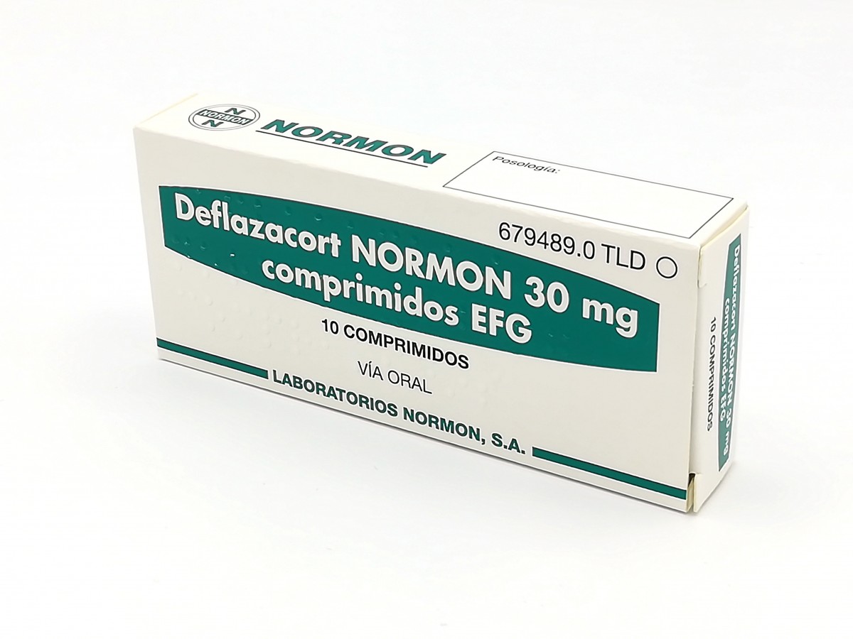 DEFLAZACORT NORMON 30 mg COMPRIMIDOS EFG, 500 comprimidos fotografía del envase.