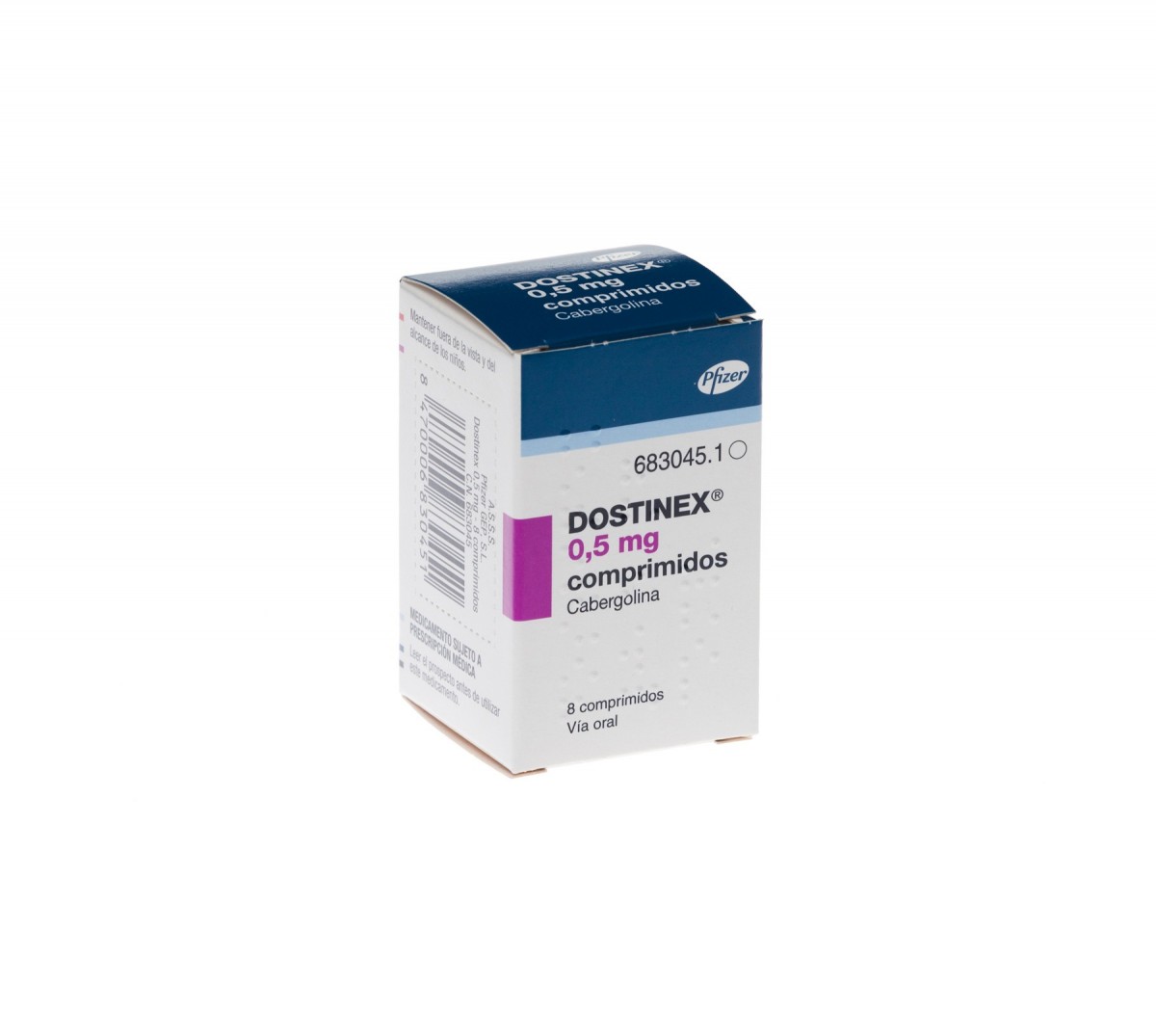 DOSTINEX 0,5 mg COMPRIMIDOS , 8 comprimidos fotografía del envase.