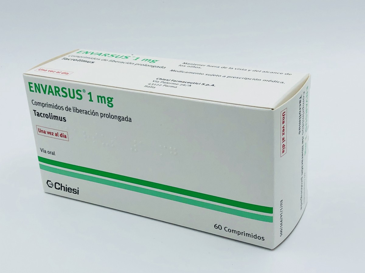 Envarsus 1mg comprimidos de liberacion prolongada 60 comprimidos fotografía del envase.