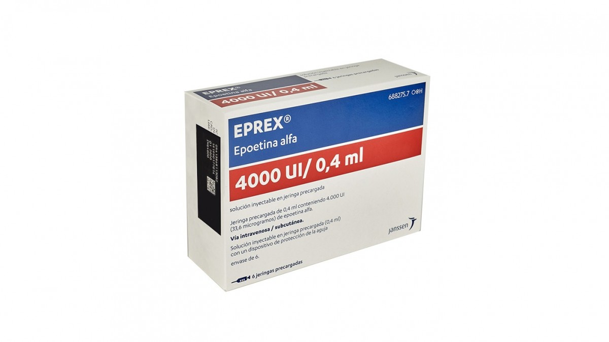 EPREX 4000 UI/0,4 ml SOLUCION INYECTABLE EN JERINGAS PRECARGADAS , 6 jeringas precargadas de 0,4 ml fotografía del envase.