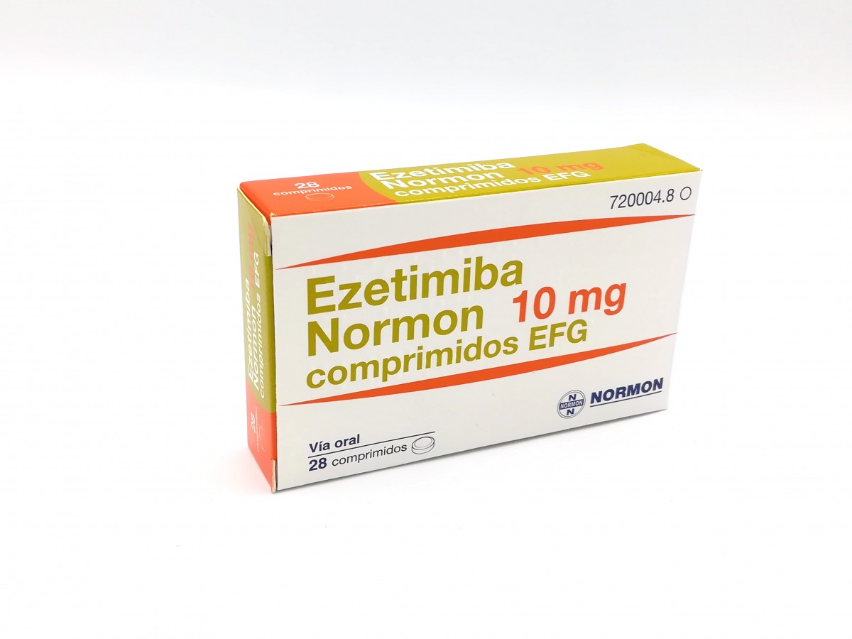 EZETIMIBA NORMON 10 MG COMPRIMIDOS EFG, 28 comprimidos fotografía del envase.