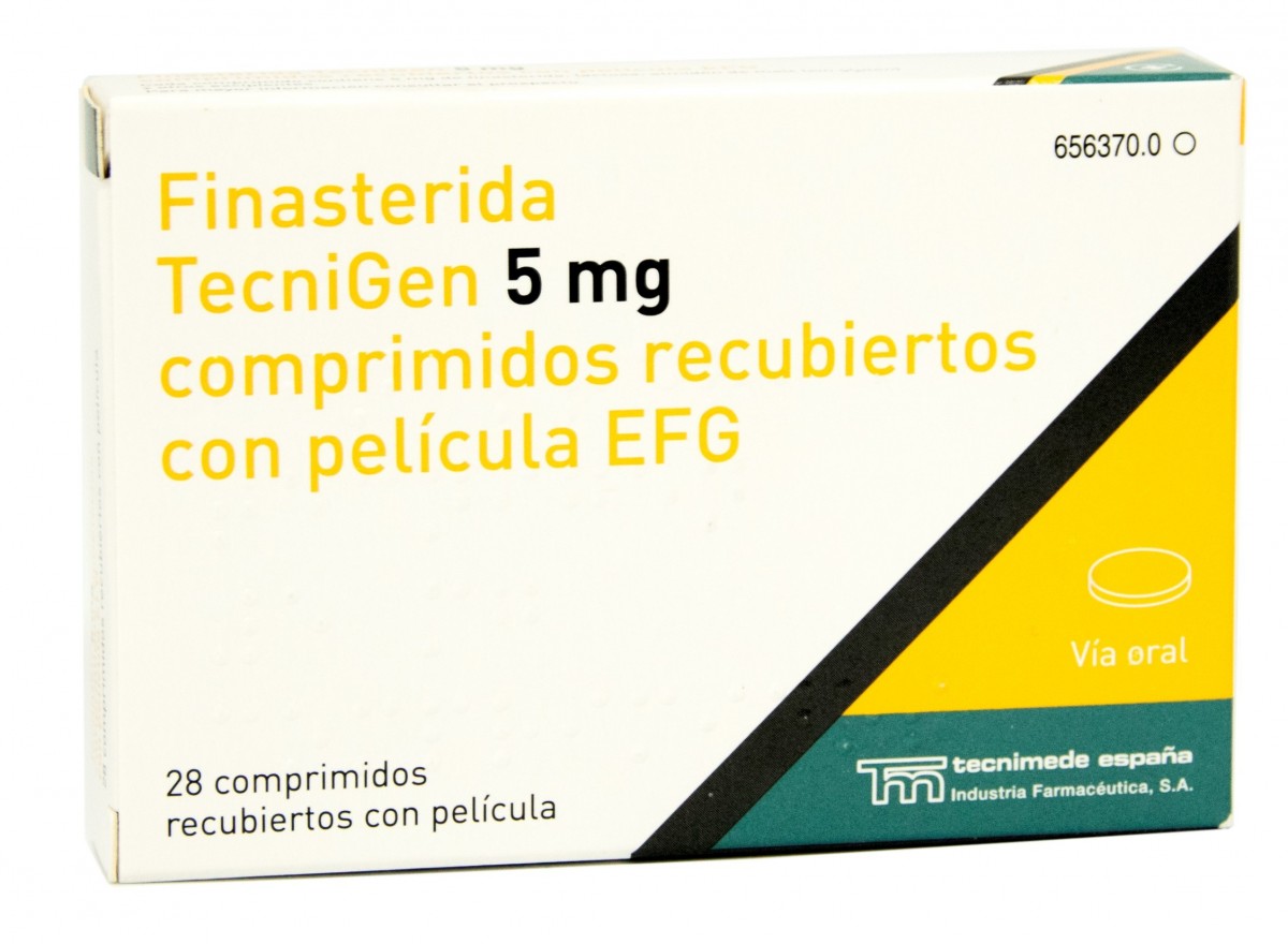 FINASTERIDA TECNIGEN 5 mg COMPRIMIDOS RECUBIERTOS CON PELÍCULA EFG, 28 comprimidos fotografía del envase.
