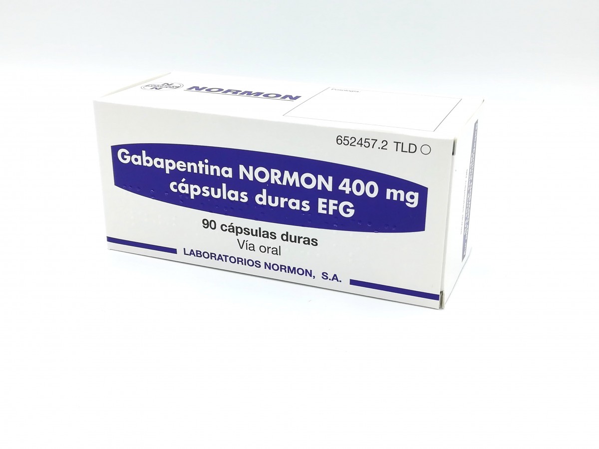 GABAPENTINA NORMON 400 mg CAPSULAS DURAS EFG , 90 cápsulas fotografía del envase.