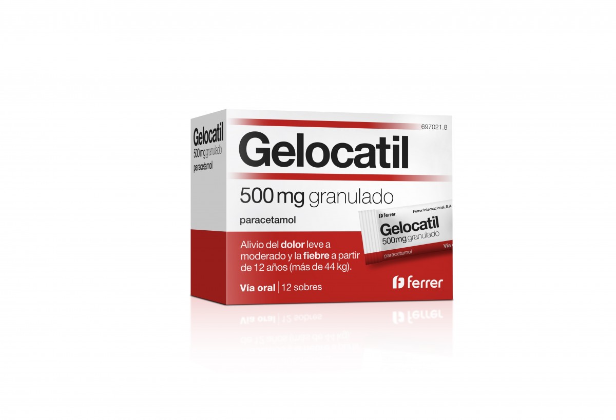 GELOCATIL 500 mg GRANULADO , 12 sobres fotografía del envase.