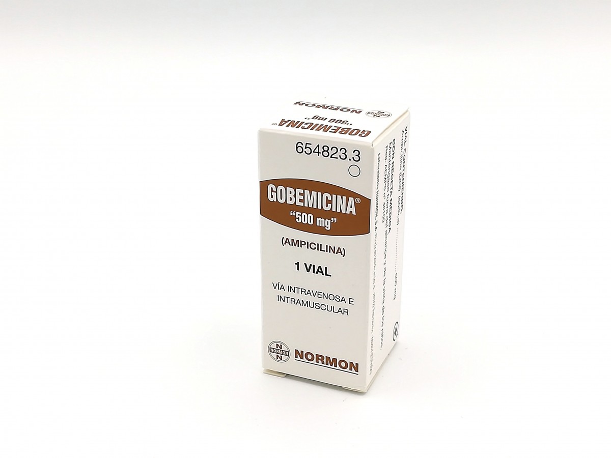 GOBEMICINA 500 mg INYECTABLE, 100 viales fotografía del envase.