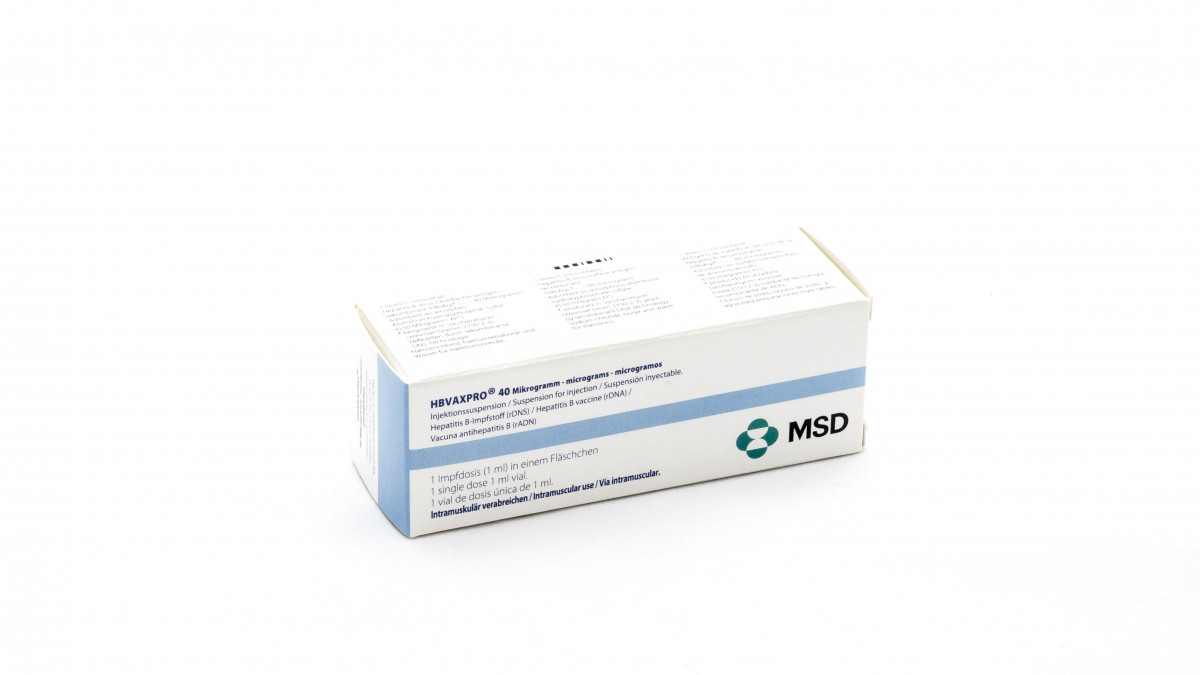HBVAXPRO 40 microgramos, SUSPENSION INYECTABLE , 1 vial de 1 ml fotografía del envase.