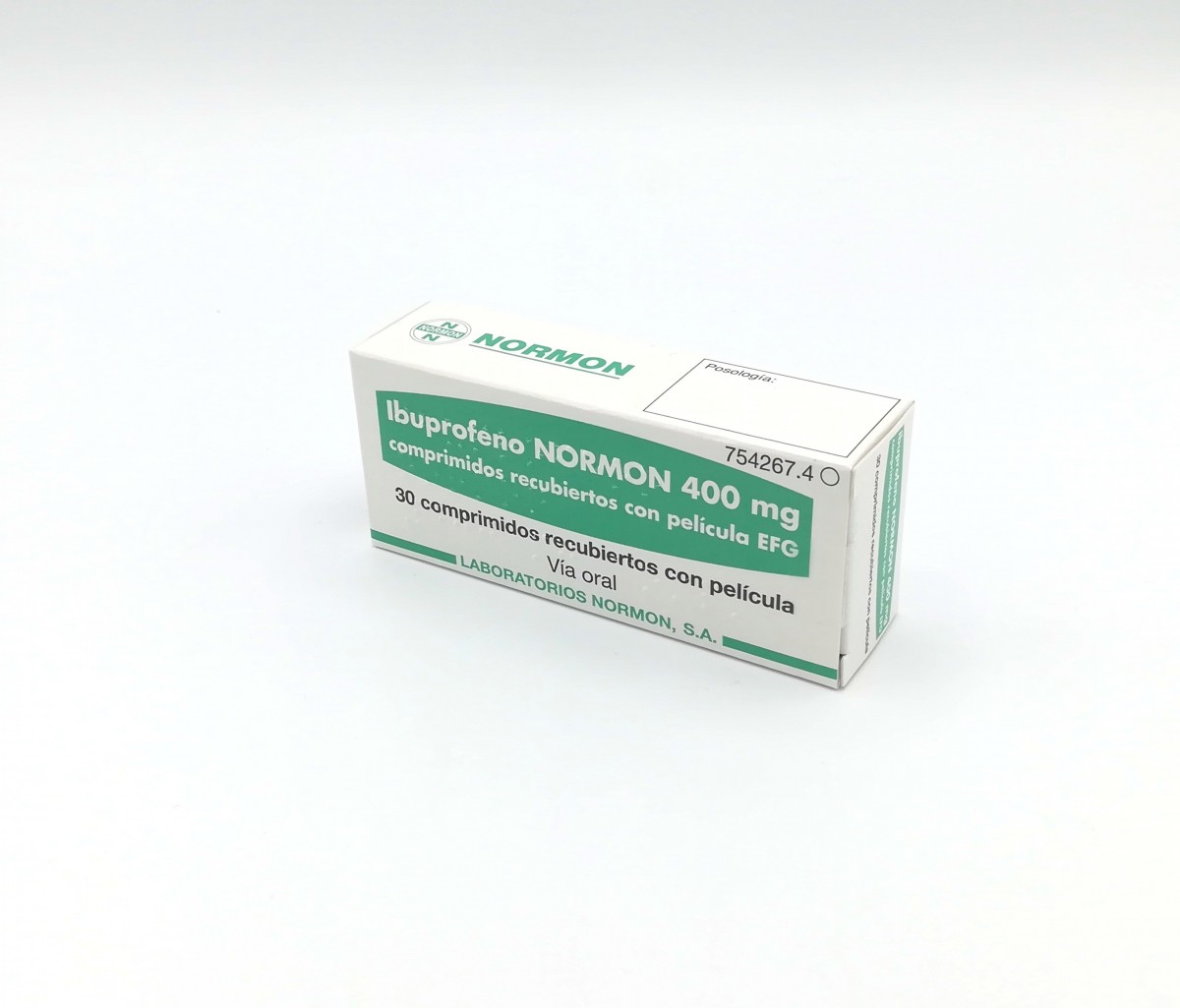 IBUPROFENO NORMON 400 mg COMPRIMIDOS RECUBIERTOS CON PELICULA EFG , 30 comprimidos fotografía del envase.