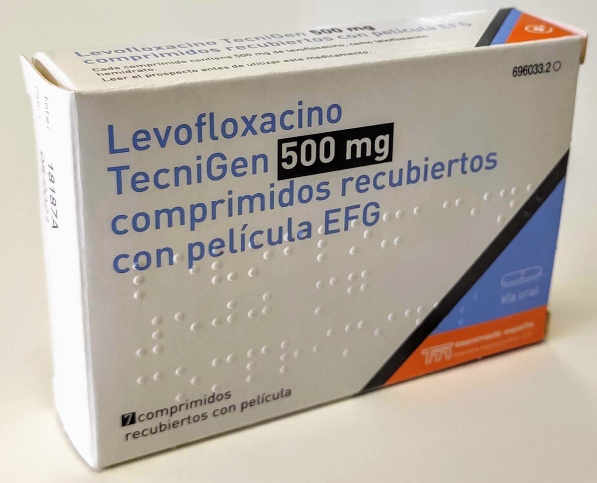 LEVOFLOXACINO TECNIGEN 500 MG COMPRIMIDOS RECUBIERTOS CON PELICULA EFG , 7 comprimidos fotografía del envase.
