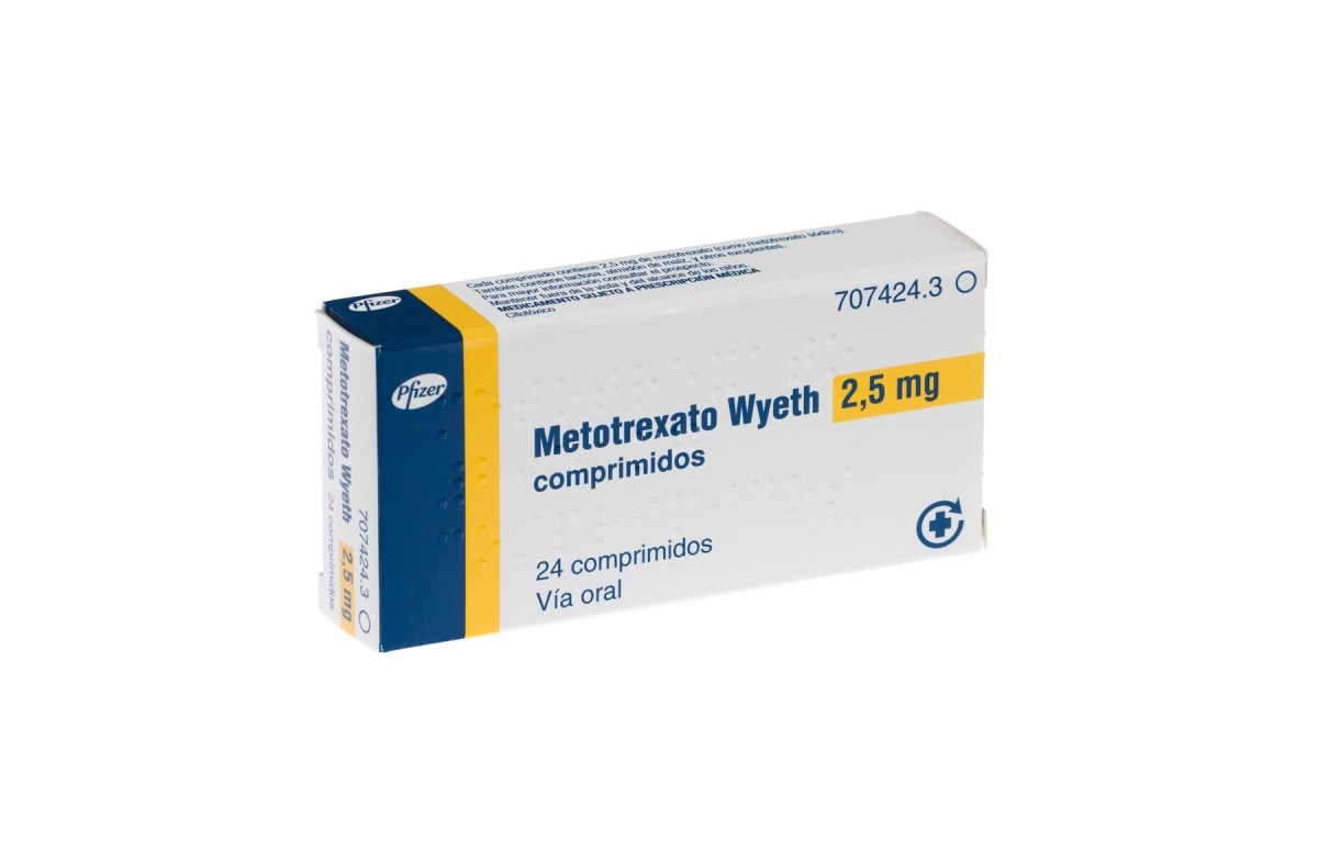 METOTREXATO WYETH 2,5 mg COMPRIMIDOS , 50 comprimidos fotografía del envase.