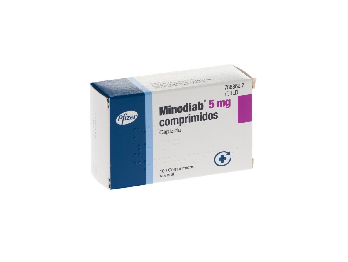 MINODIAB 5 mg COMPRIMIDOS , 100 comprimidos fotografía del envase.