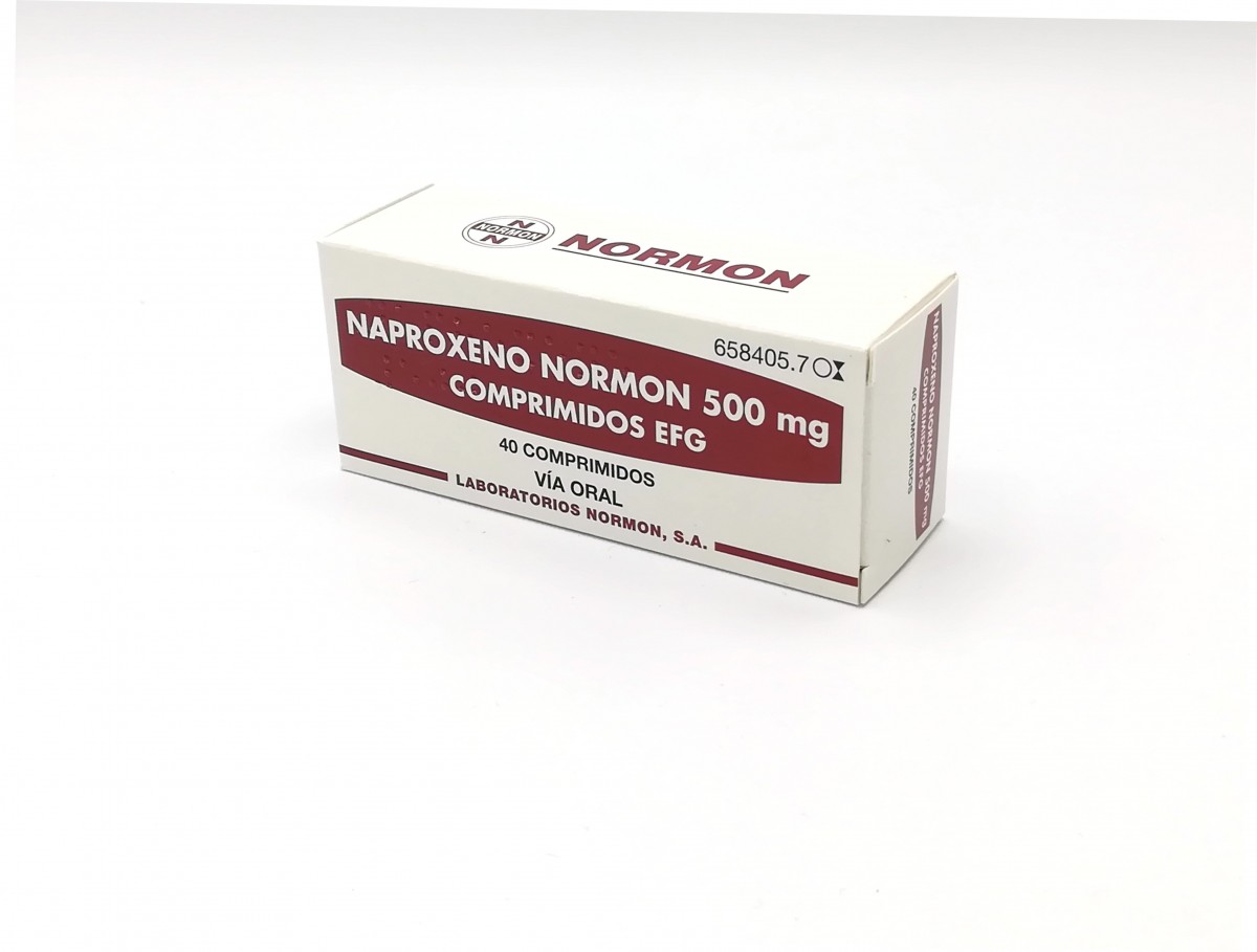 NAPROXENO NORMON 500 mg COMPRIMIDOS EFG, 40 comprimidos fotografía del envase.