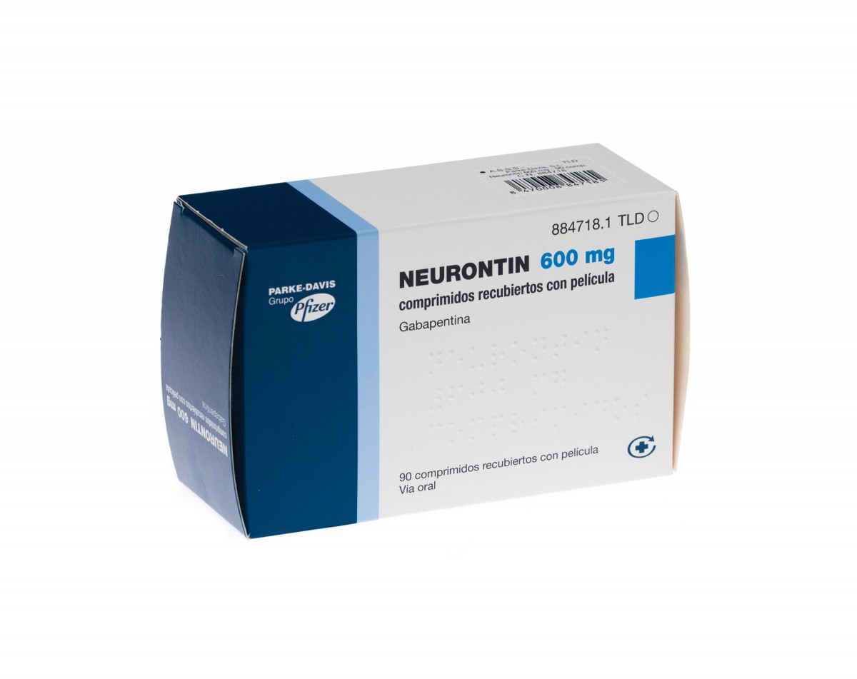 NEURONTIN 600 mg COMPRIMIDOS RECUBIERTOS CON PELICULA , 90 comprimidos fotografía del envase.