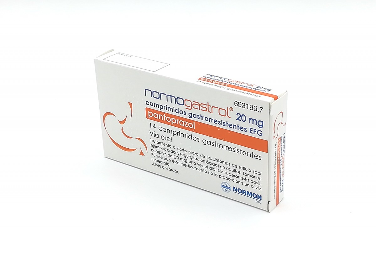 NORMOGASTROL 20 mg COMPRIMIDOS GASTRORRESISTENTES, 7 comprimidos fotografía del envase.