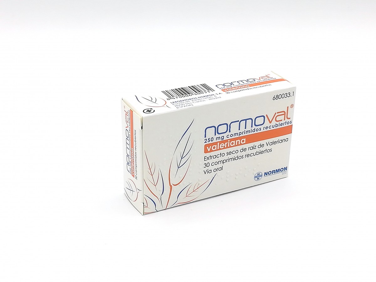 NORMOVAL 250 mg COMPRIMIDOS RECUBIERTOS, 30 comprimidos fotografía del envase.