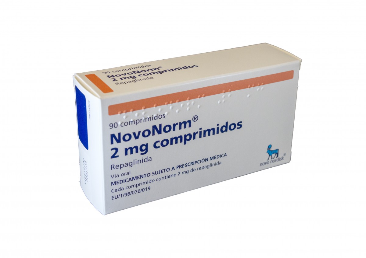 NOVONORM 2 mg, COMPRIMIDOS, 90 comprimidos fotografía del envase.