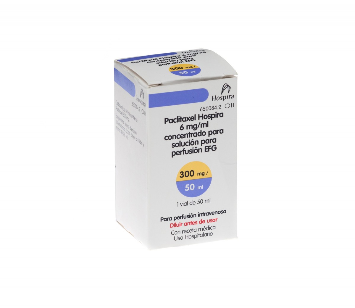 PACLITAXEL HOSPIRA 6 mg/ml CONCENTRADO PARA SOLUCION PARA PERFUSION EFG , 1 vial de 16,7 ml fotografía del envase.