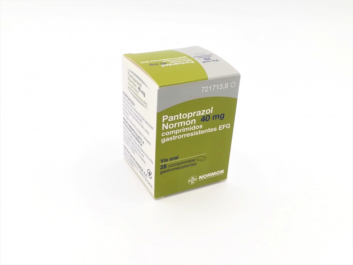 PANTOPRAZOL NORMON 40 mg COMPRIMIDOS GASTRORRESISTENTES EFG, 28 comprimidos (Blister) fotografía del envase.
