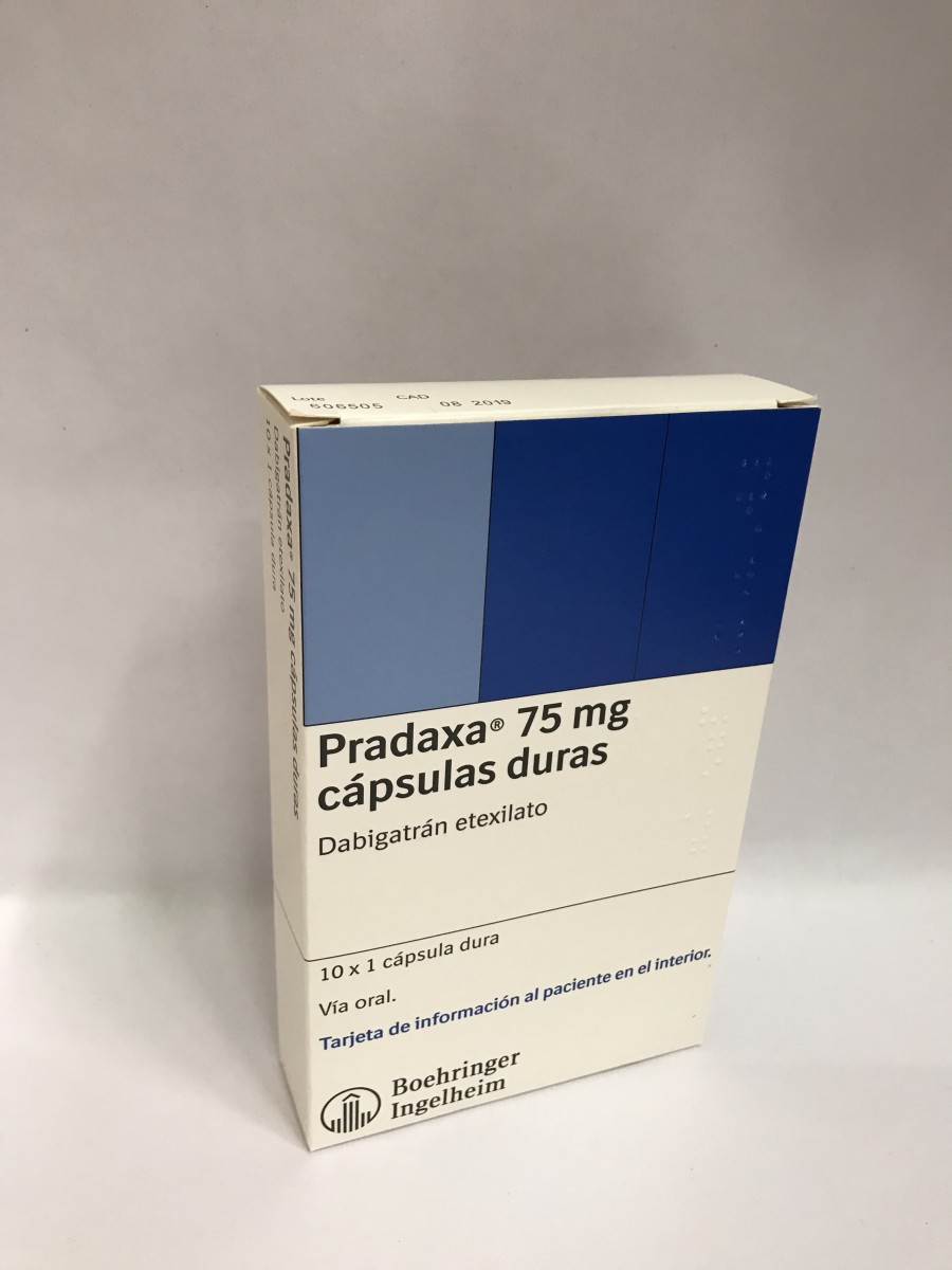 PRADAXA 75 mg CAPSULAS DURAS, 10 cápsulas fotografía del envase.