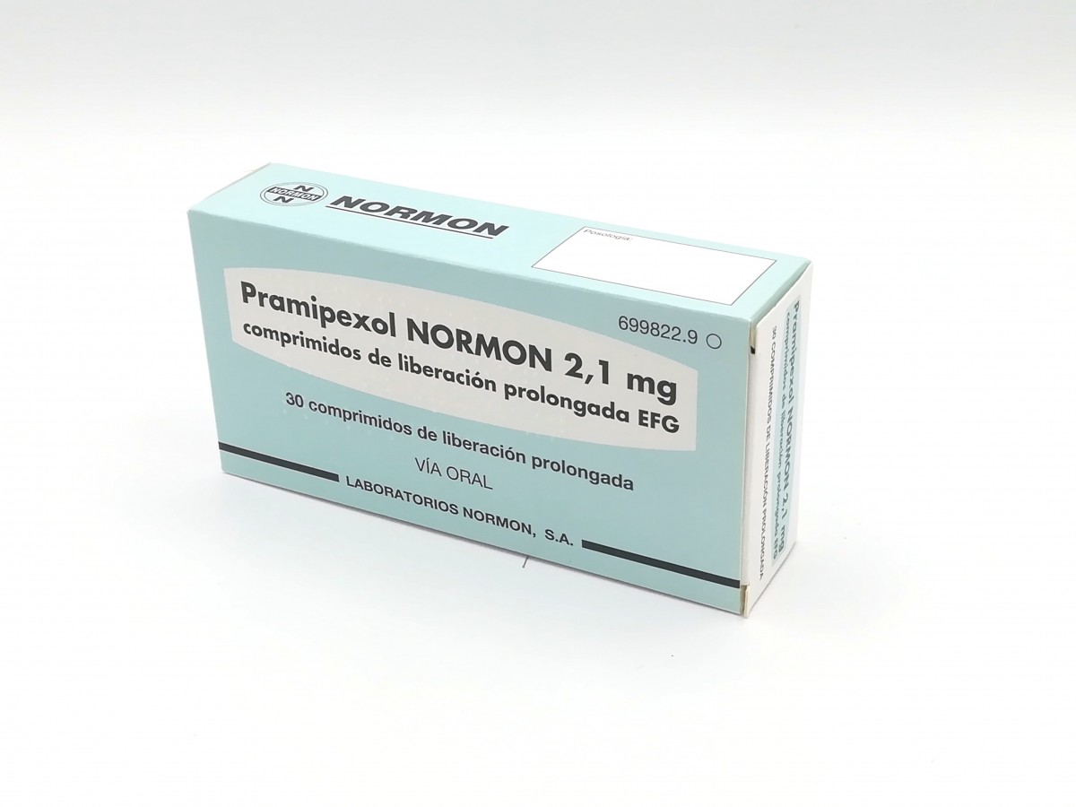 PRAMIPEXOL NORMON 2,1 mg COMPRIMIDOS DE LIBERACION PROLONGADA  EFG , 30 comprimidos fotografía del envase.