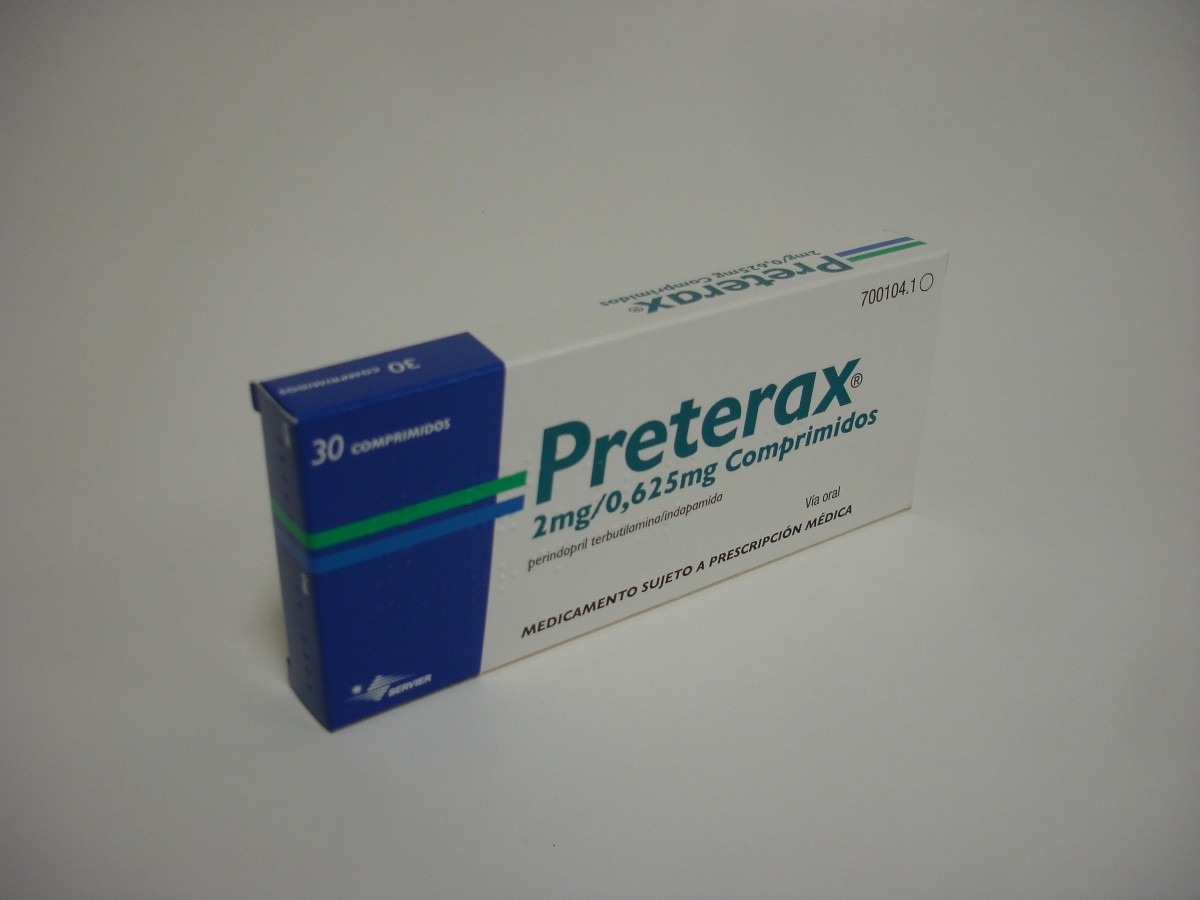 PRETERAX 2 mg/0,625 mg COMPRIMIDOS, 100 comprimidos fotografía del envase.