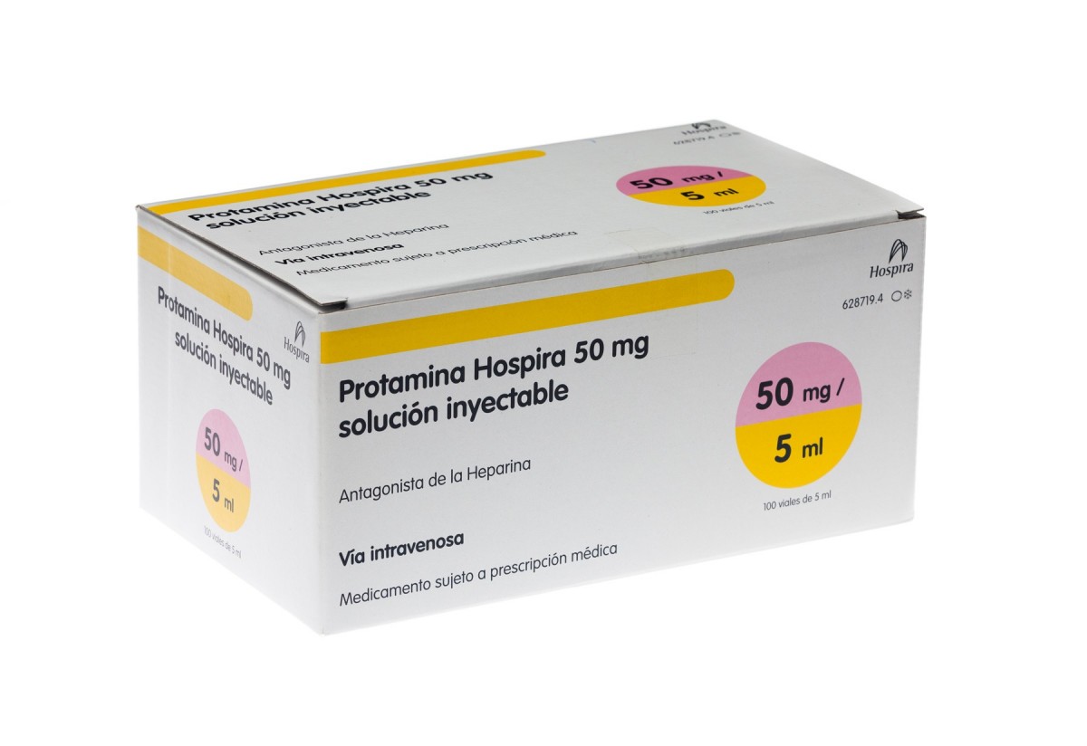 PROTAMINA HOSPIRA 10 mg/ml SOLUCION INYECTABLE , 100 viales de 5 ml fotografía del envase.