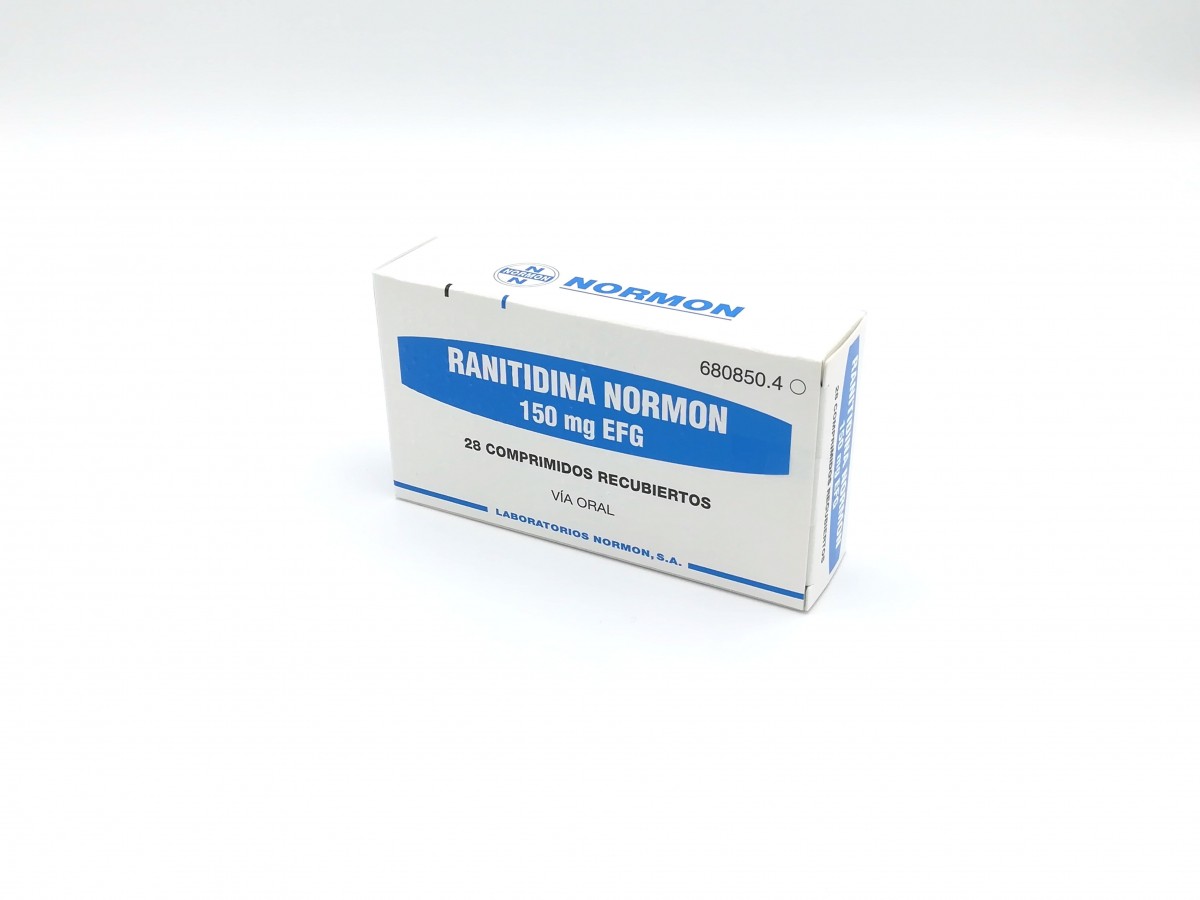 RANITIDINA NORMON 150 mg  COMPRIMIDOS RECUBIERTOS EFG, 500 comprimidos fotografía del envase.