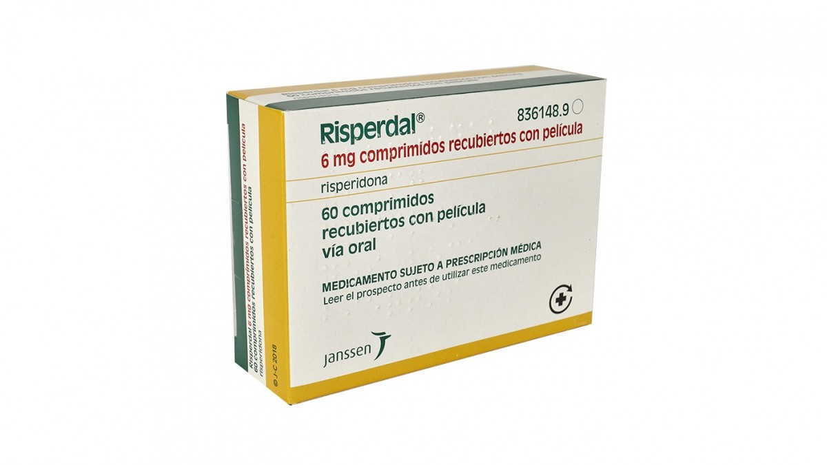 RISPERDAL  6 mg COMPRIMIDOS RECUBIERTOS CON PELICULA , 60 comprimidos fotografía del envase.