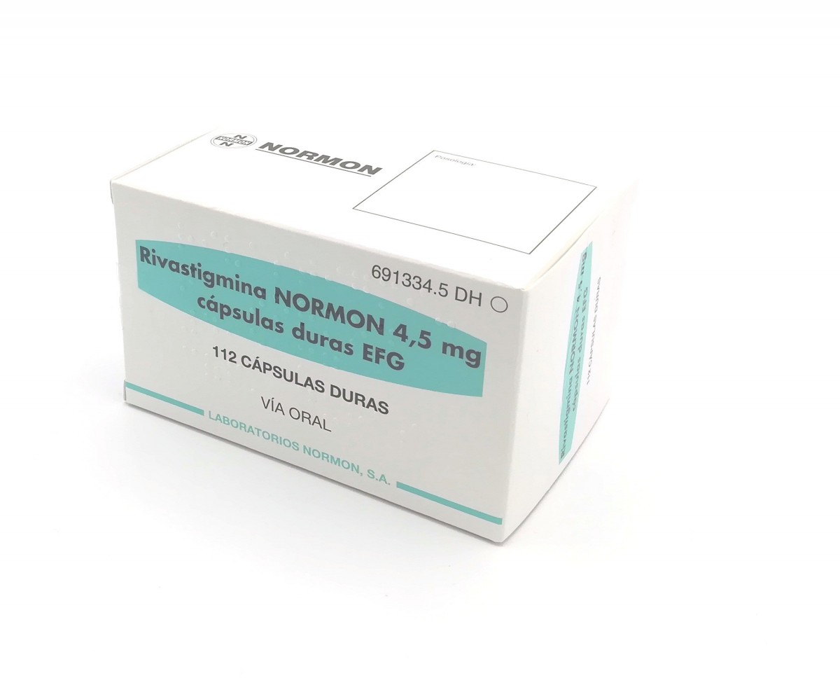 RIVASTIGMINA NORMON 4,5 mg CAPSULAS DURAS EFG, 56 cápsulas fotografía del envase.