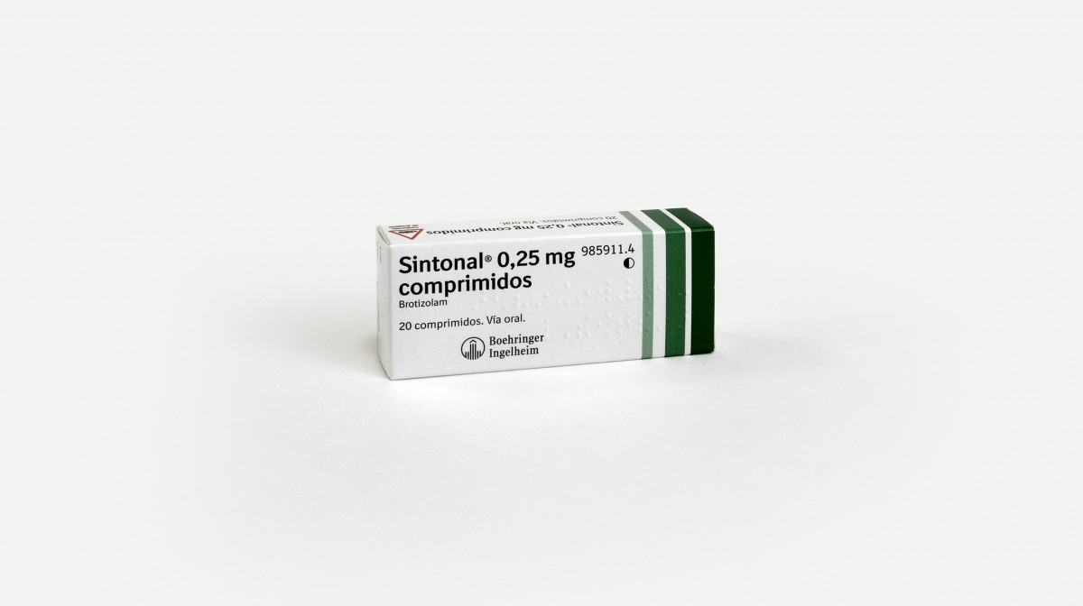 SINTONAL 0,25 mg comprimidos , 20 comprimidos fotografía del envase.