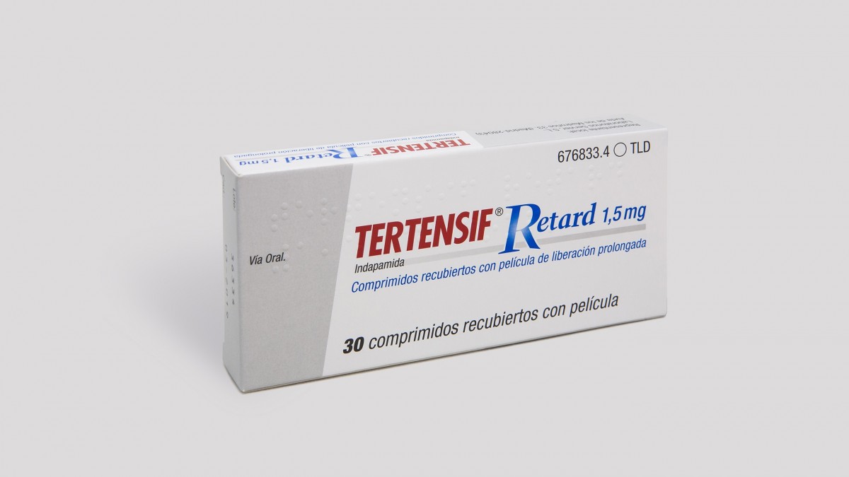 TERTENSIF RETARD 1,5 mg COMPRIMIDOS RECUBIERTOS CON PELICULA DE LIBERACION PROLONGADA , 100 comprimidos fotografía del envase.
