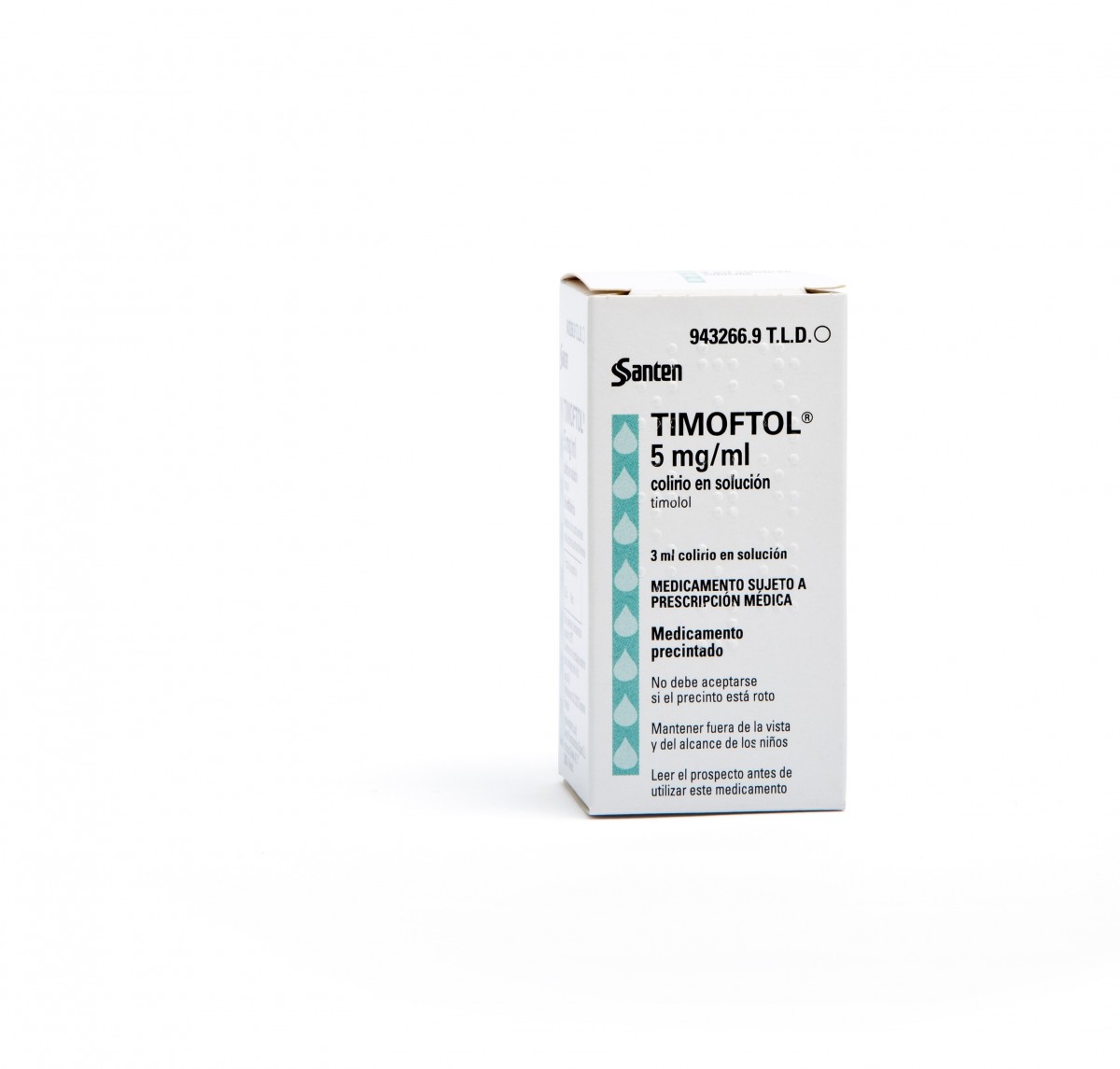 TIMOFTOL 5 mg/ml COLIRIO EN SOLUCION , 1 frasco de 3 ml fotografía del envase.