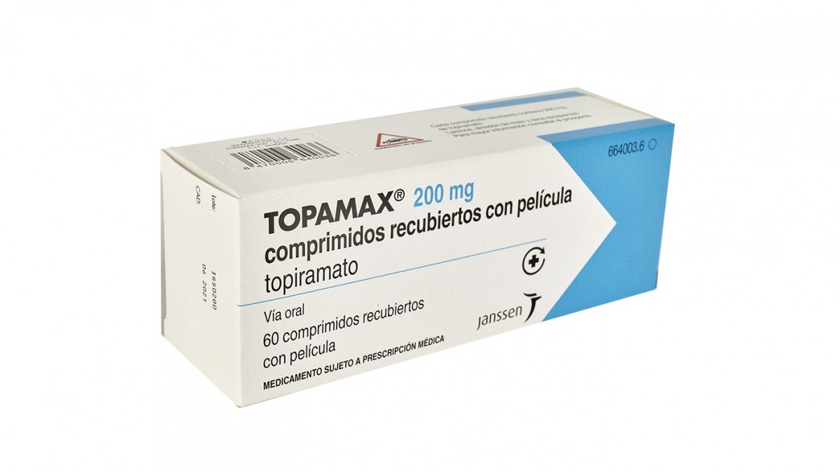 TOPAMAX 200 mg COMPRIMIDOS RECUBIERTOS CON PELICULA , 60 comprimidos fotografía del envase.